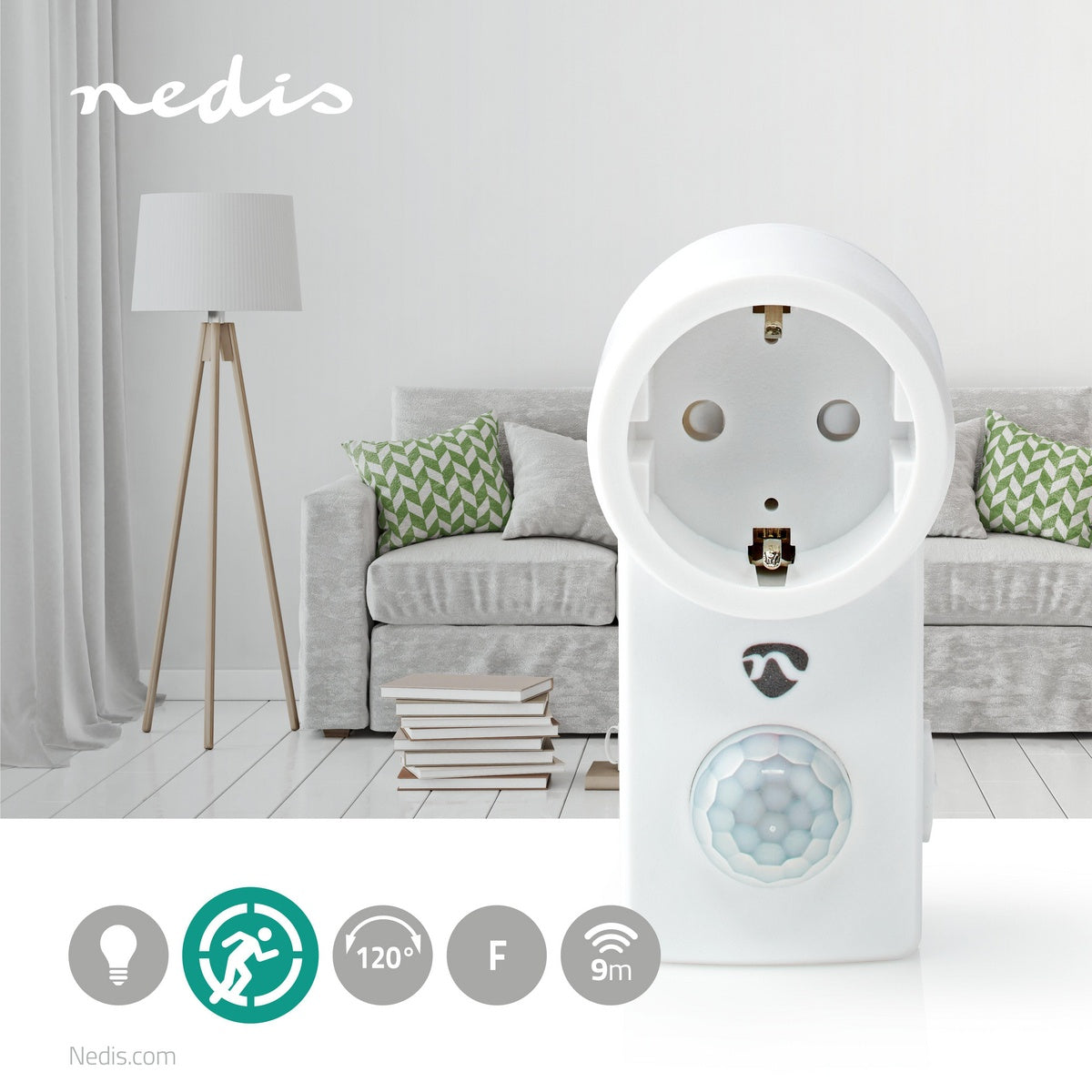 Motion detector | Indoor | Type F (CEE 7/7) | Type F (CEE 7/7) | 120 ° | 5 - 300 W | 300 W | 1200 W | 3 - 2000 Lux | Sensor technology: PIR | Sensor range: 0.0 - 9.0 m