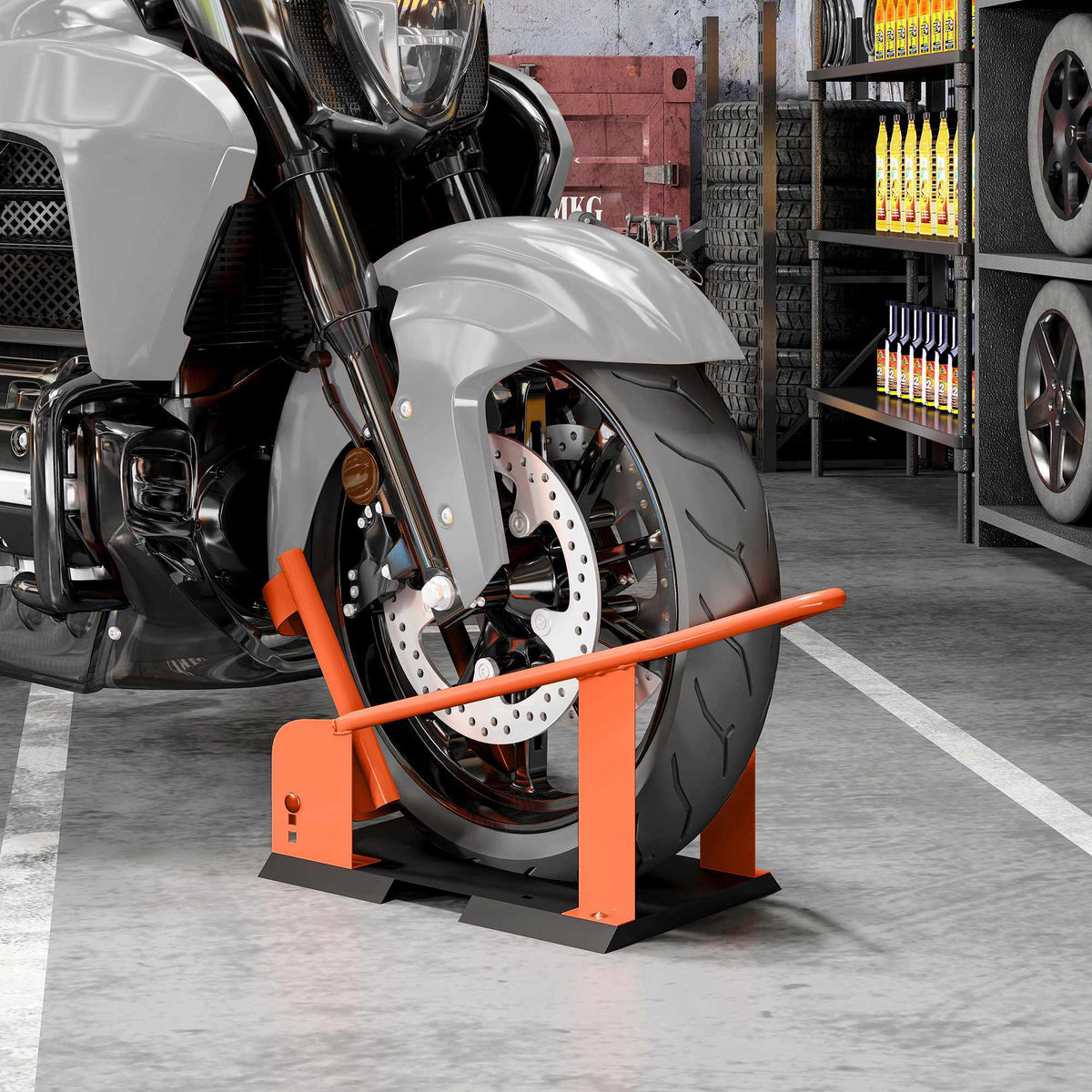 Motorcycle Wheel Chock, Adjustable, Steel, 816.5 kg Capacity