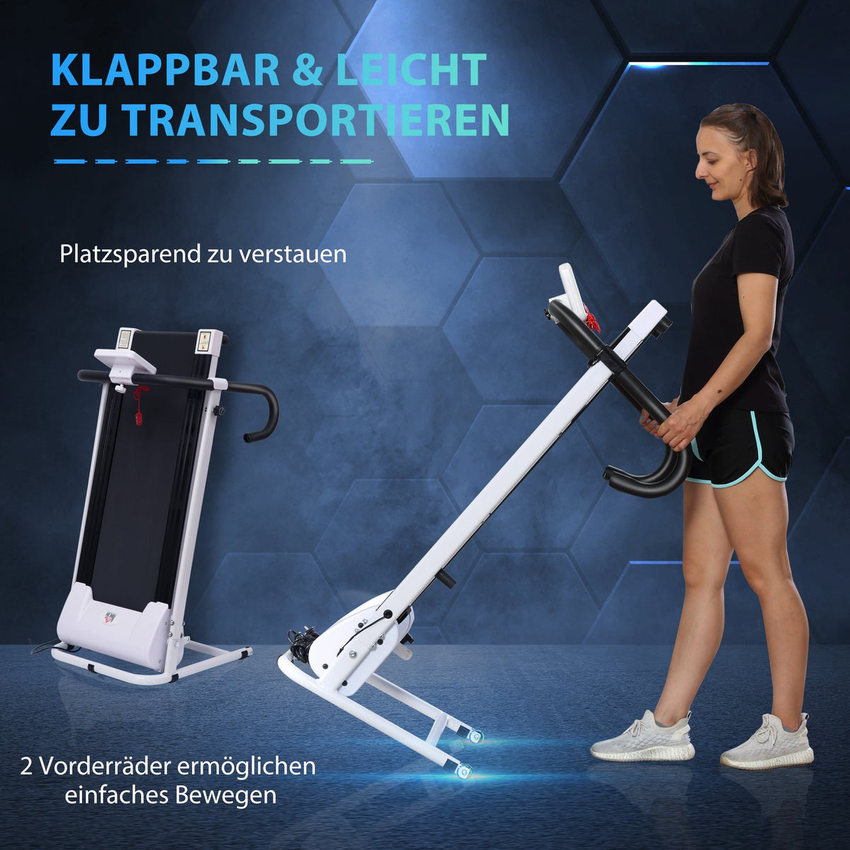 Motorized Folding Treadmill 12 Programs Mobile Phone Holder 100Kg Load Capacity