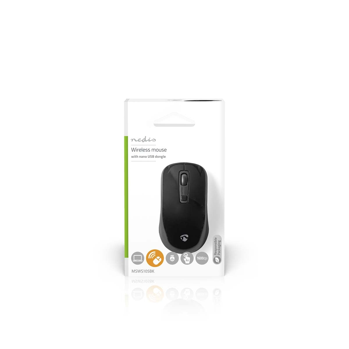 Mouse | Wireless | 800 / 1200 / 1600 dpi | Adjustable DPI | Number of buttons: 4 | Right and left handed