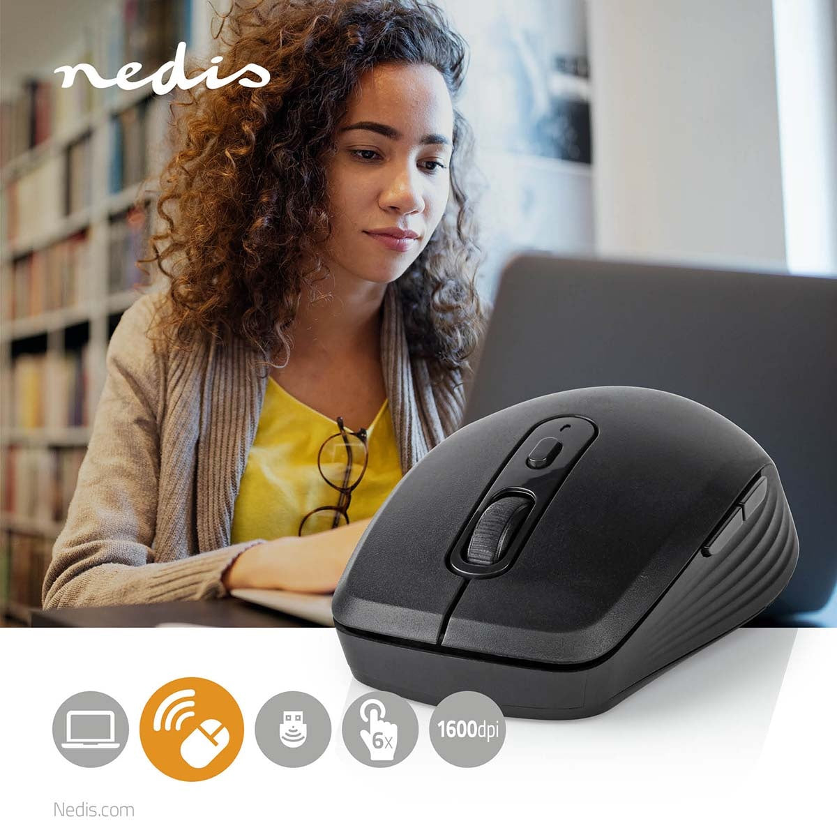 Mouse | Wireless | 800 / 1200 / 1600 dpi | Adjustable DPI | Number of buttons: 6 | Right handed