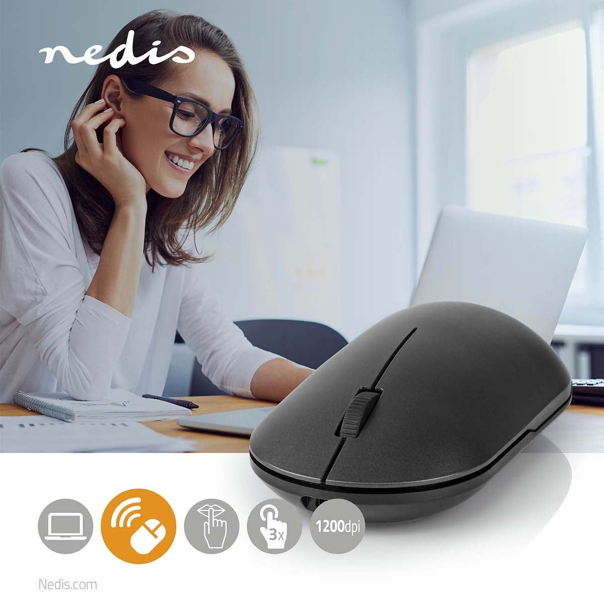 Mouse | Wireless | Silent Mouse | 1200 dpi | Number of buttons: 3 | Right and left handed