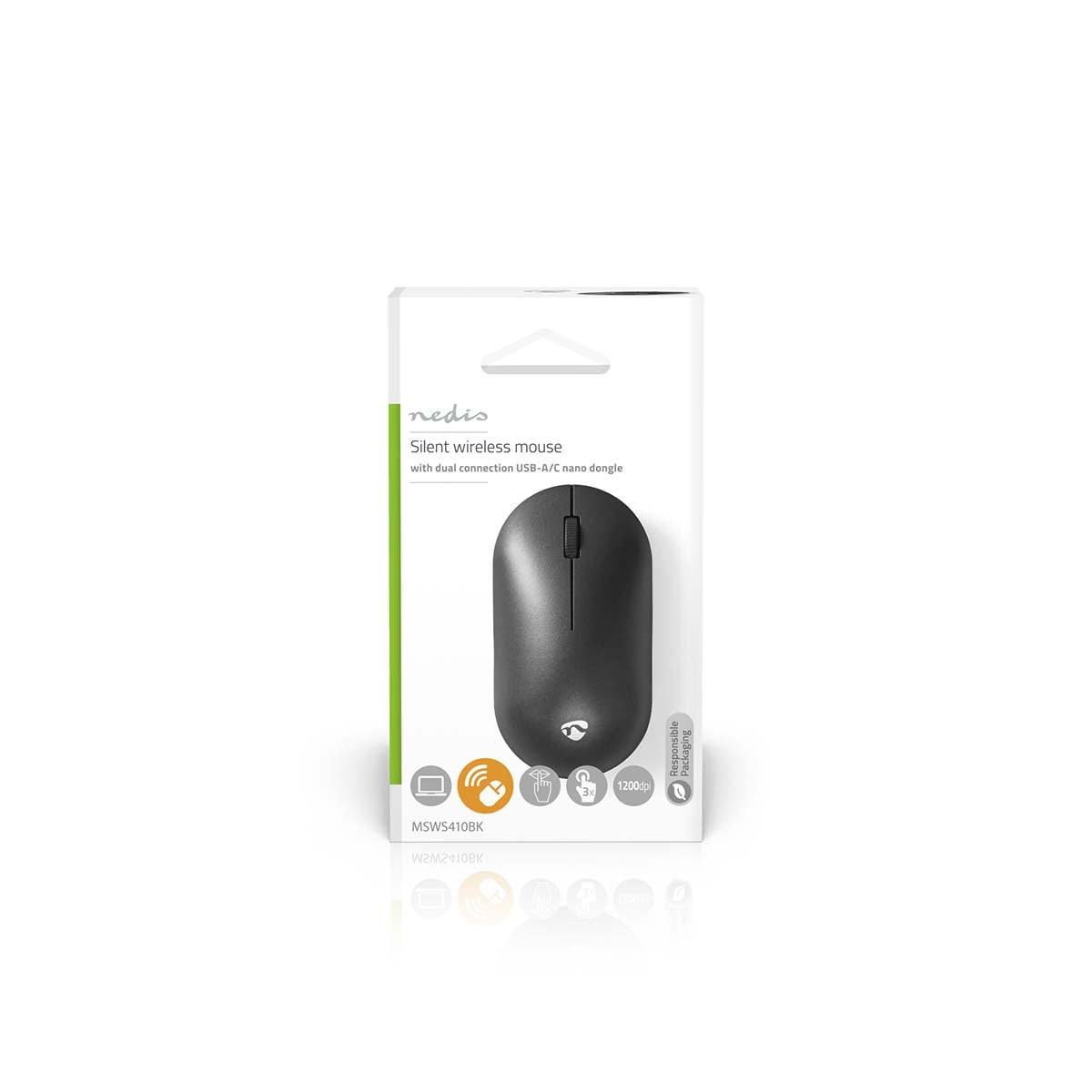 Mouse | Wireless | Silent Mouse | 1200 dpi | Number of buttons: 3 | Right and left handed