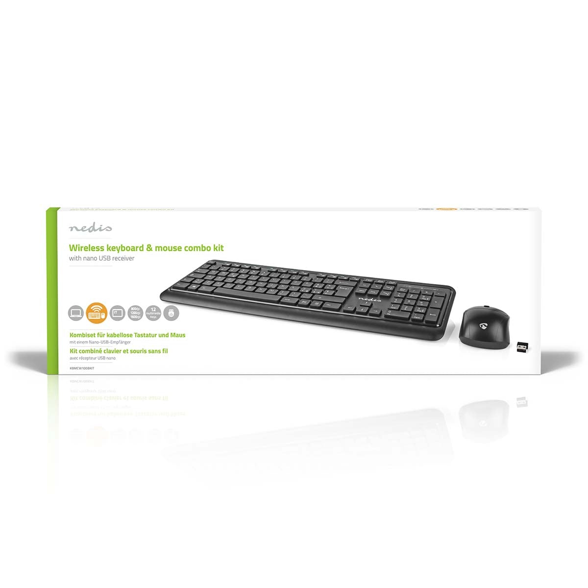 Mouse and Keyboard | Wireless | Mouse and keyboard connection: USB | 800 / 1200 / 1600 dpi | Adjustable DPI | QWERTY | IT Layout