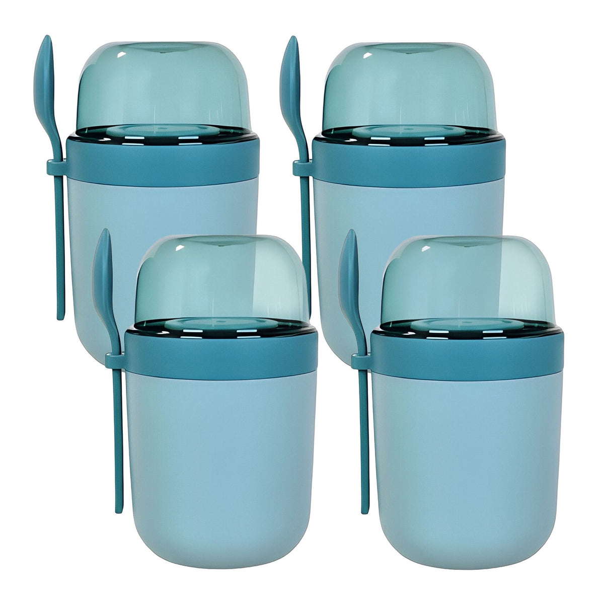 Muesli Cups To Go, 4 Pack, Blue, BPA-Free Plastic