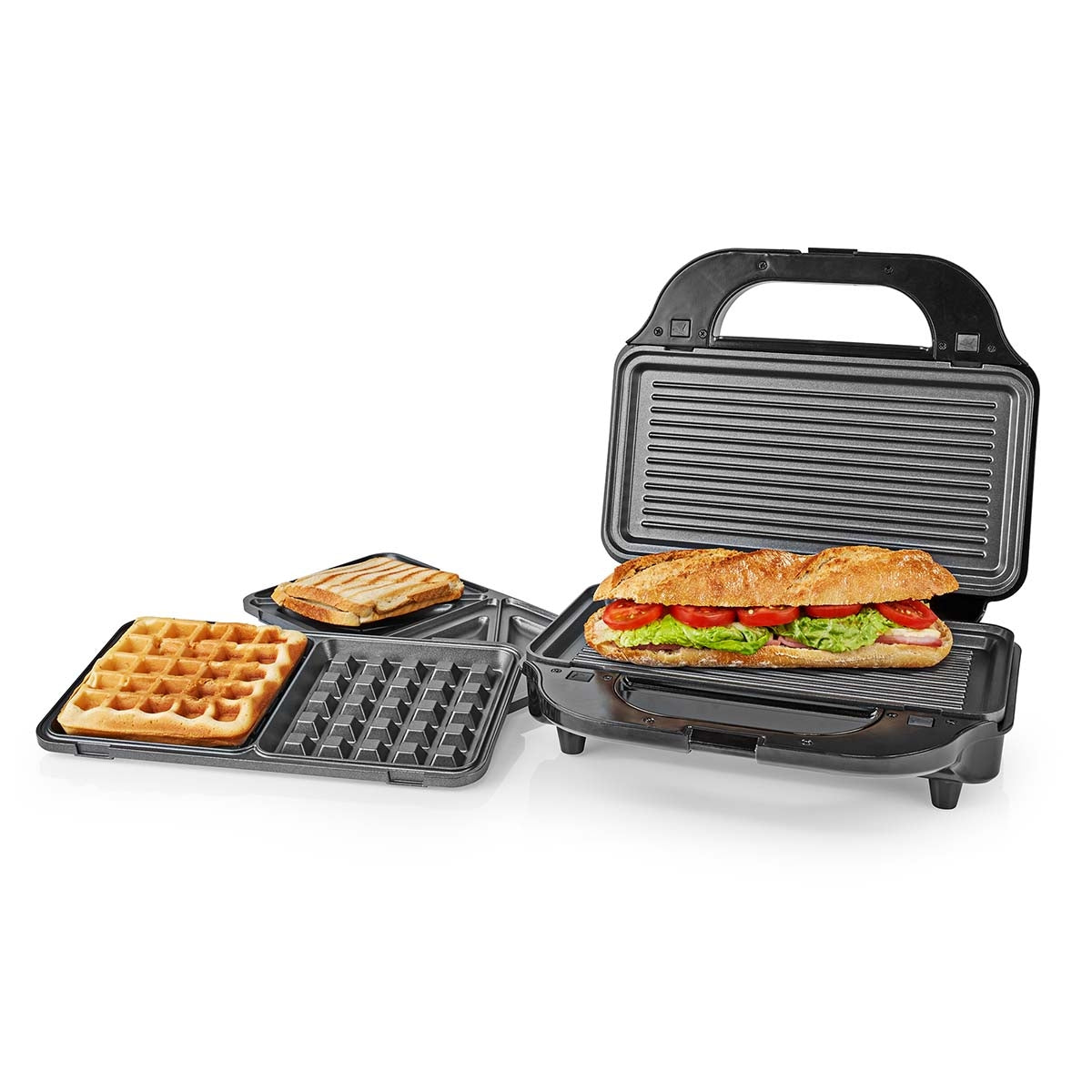 Multi Grill | Grill / Sandwich / Waffle | 900 W | 28 x 15 cm | Automatic temperature control | Plastic / Stainless steel