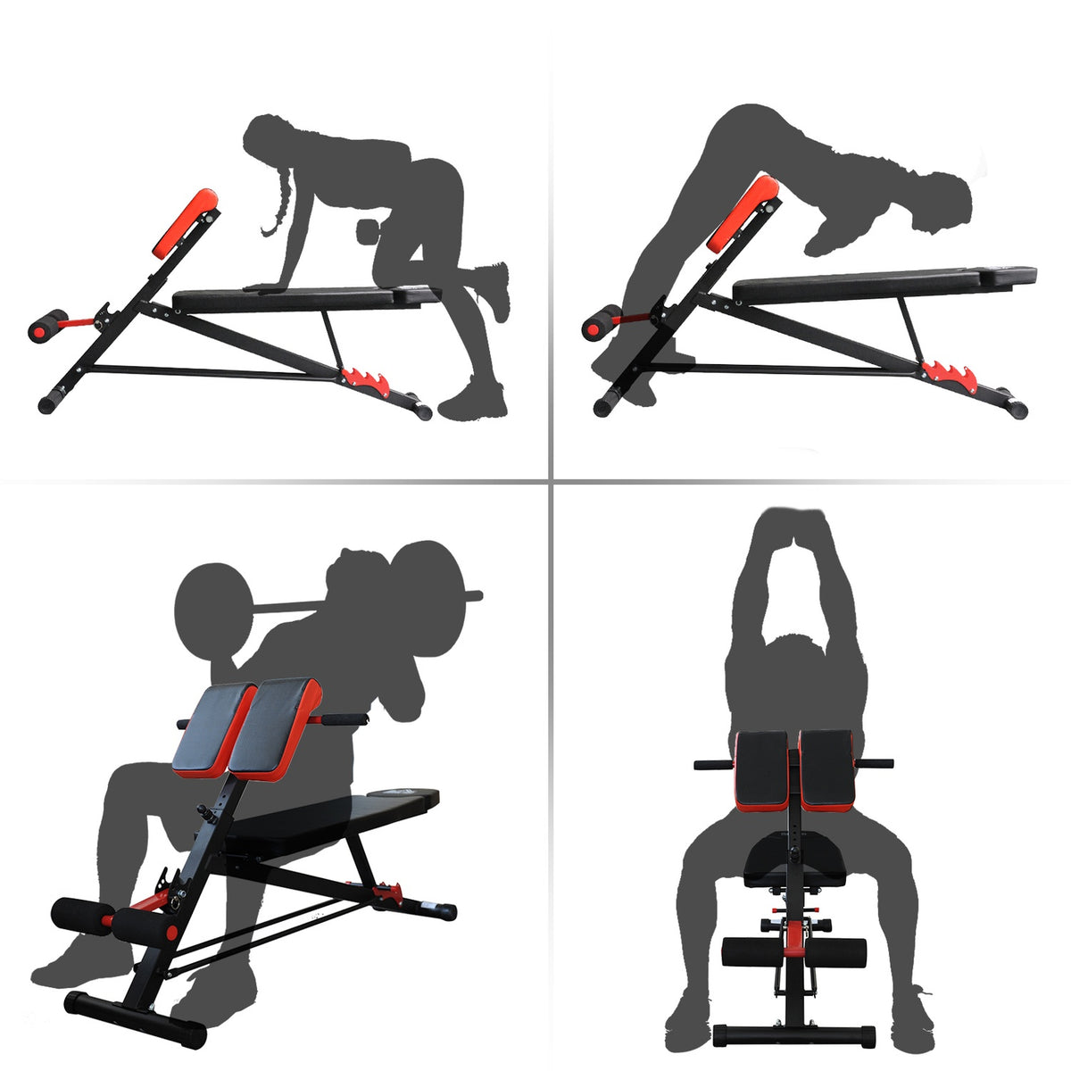 Multi-Weight Bench, Adjustable Fitness Bench, Incline Bench, Abdominal Trainer, Black, 64 X 146 X 73.5-85 Cm