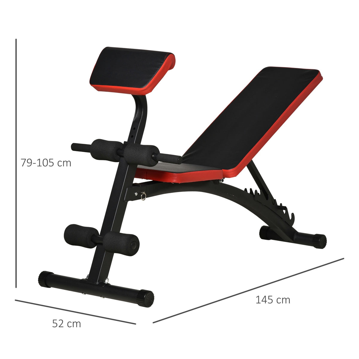 Multifunctional Weight Bench, Height Adjustable, Weight Up To 120 Kg, 6-Level Back Length Angle, Metal & Artificial Leather, For Training