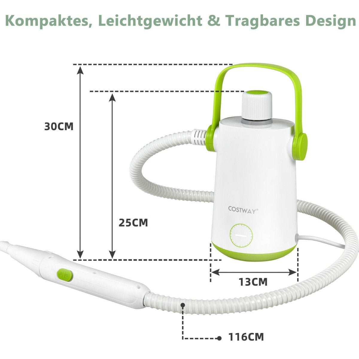 Multi-purpose steam cleaner portable handheld steam cleaning machine with 1000 W power green