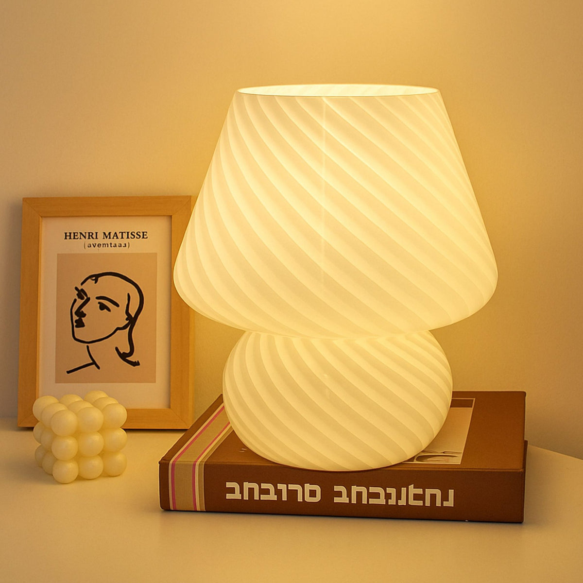 Mushroom Glass Table Lamp, LED, 3 Light Colors