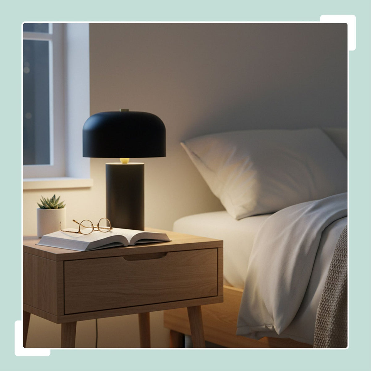 Mushroom Table Lamp – Minimalist Design, Gold Accent