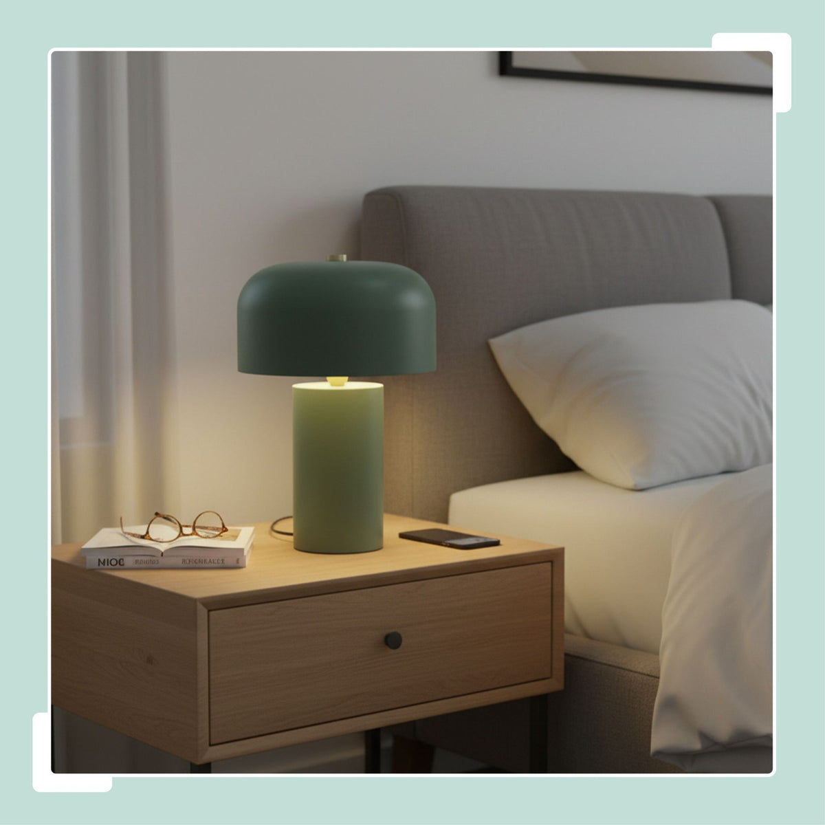 Mushroom Table Lamp – Minimalist Metal Design, Gold Accent