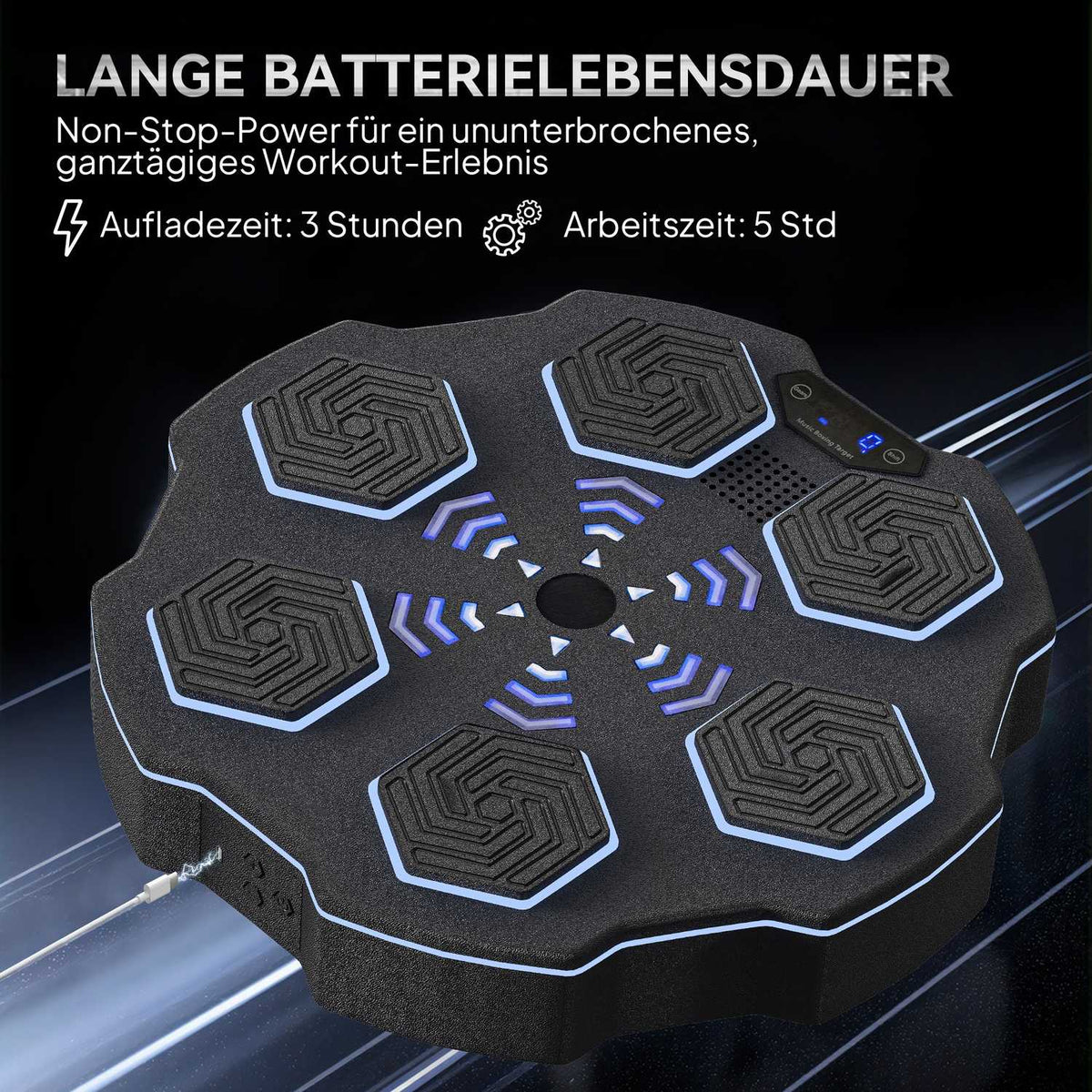 Music Box Machine, Bluetooth Speaker, Wall Mountable, 9 Speeds and Modes, LED Lights, Black