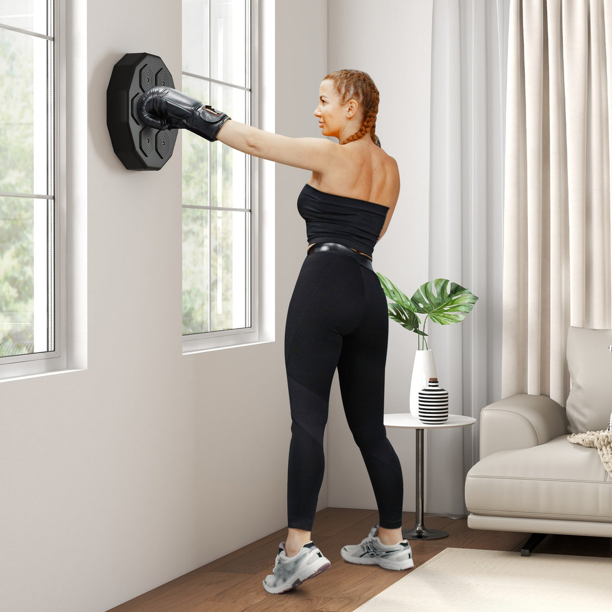 Music Boxing Machine, Electronic Bluetooth Boxing Machine with Music, LED, Wall Mounted Smart Boxing Target for Adults, Home Exercise