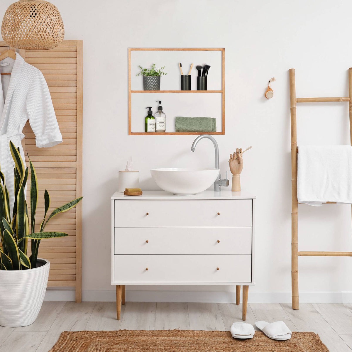 Narrow 3-Tier Wall Shelf for Bathroom or Kitchen