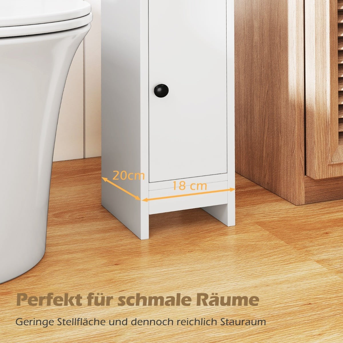 Narrow Bathroom Cabinet with Shelves & Adjustable Storage