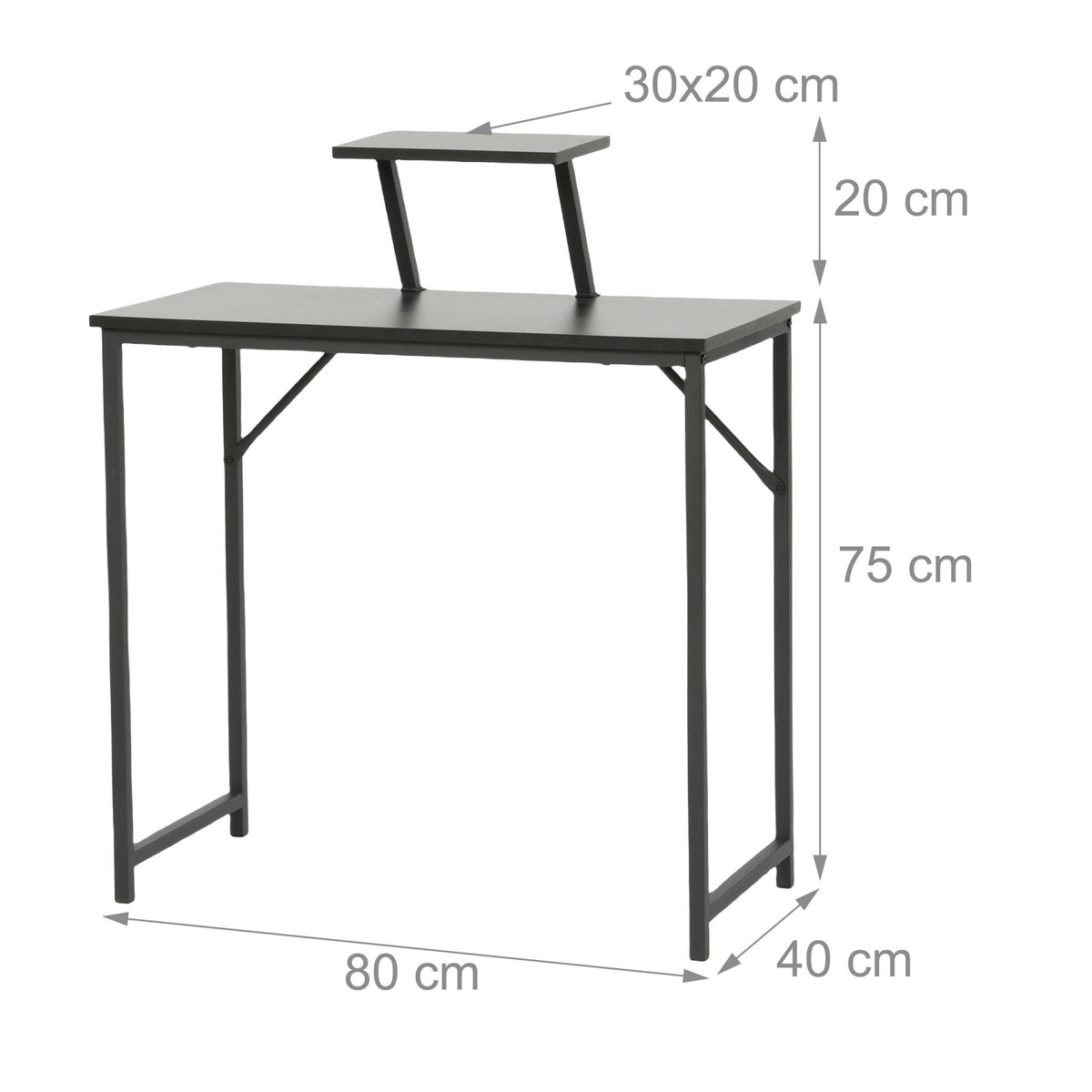 Narrow Black Computer Desk with Monitor Shelf