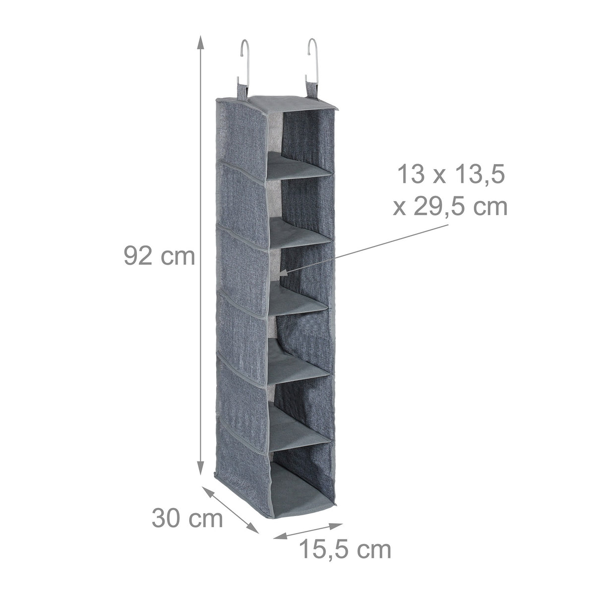 Narrow Hanging Storage Organizer, 6 Compartments Fabric