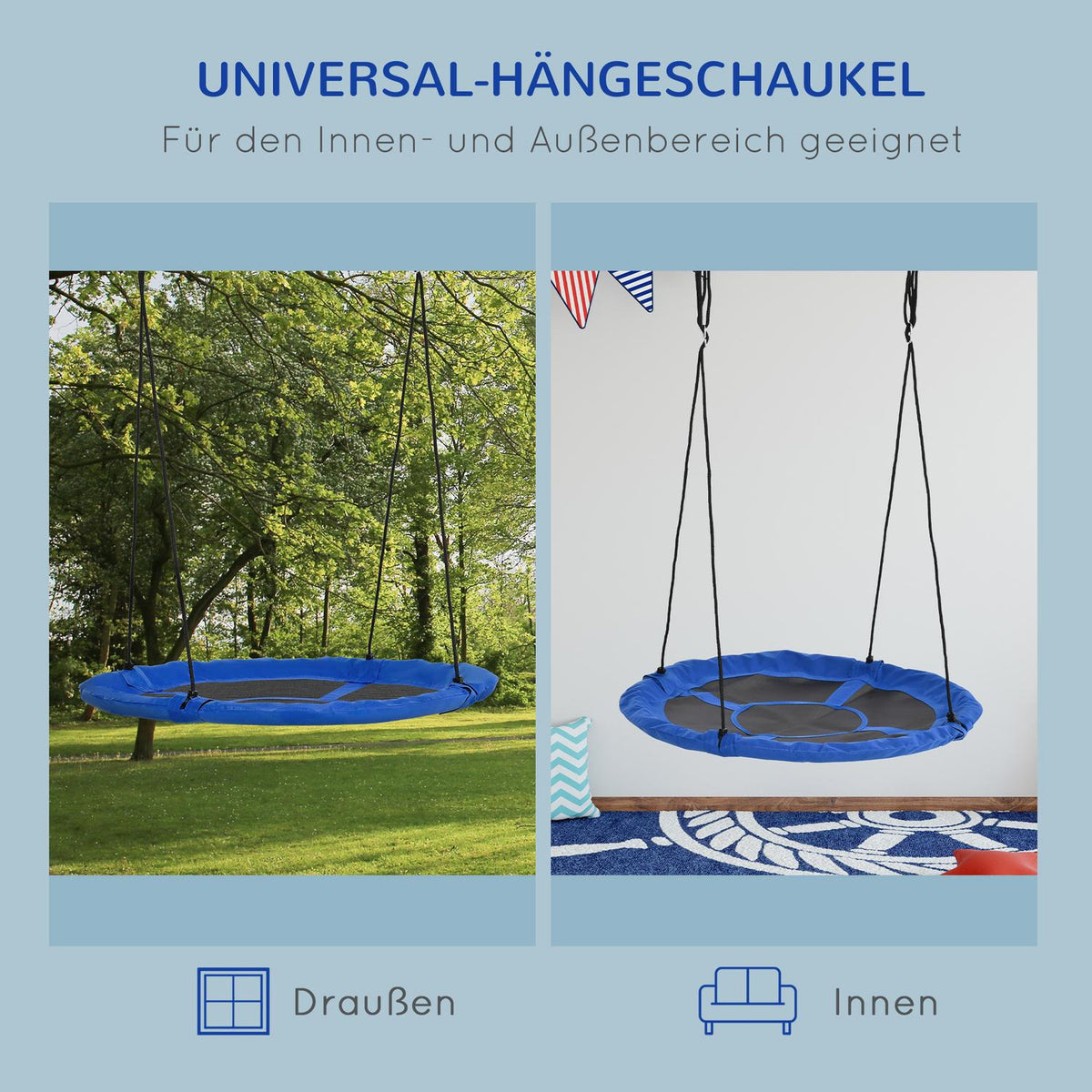 Nest Swing Ø110Cm 150Kg Adjustable Blue 3-12 Years