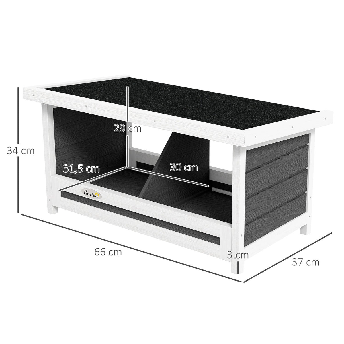 Nesting Box Fir Wood Nesting Box With Weatherproof Asphalt Roof For Chickens, 66 X 37 X 34 Cm, Gray