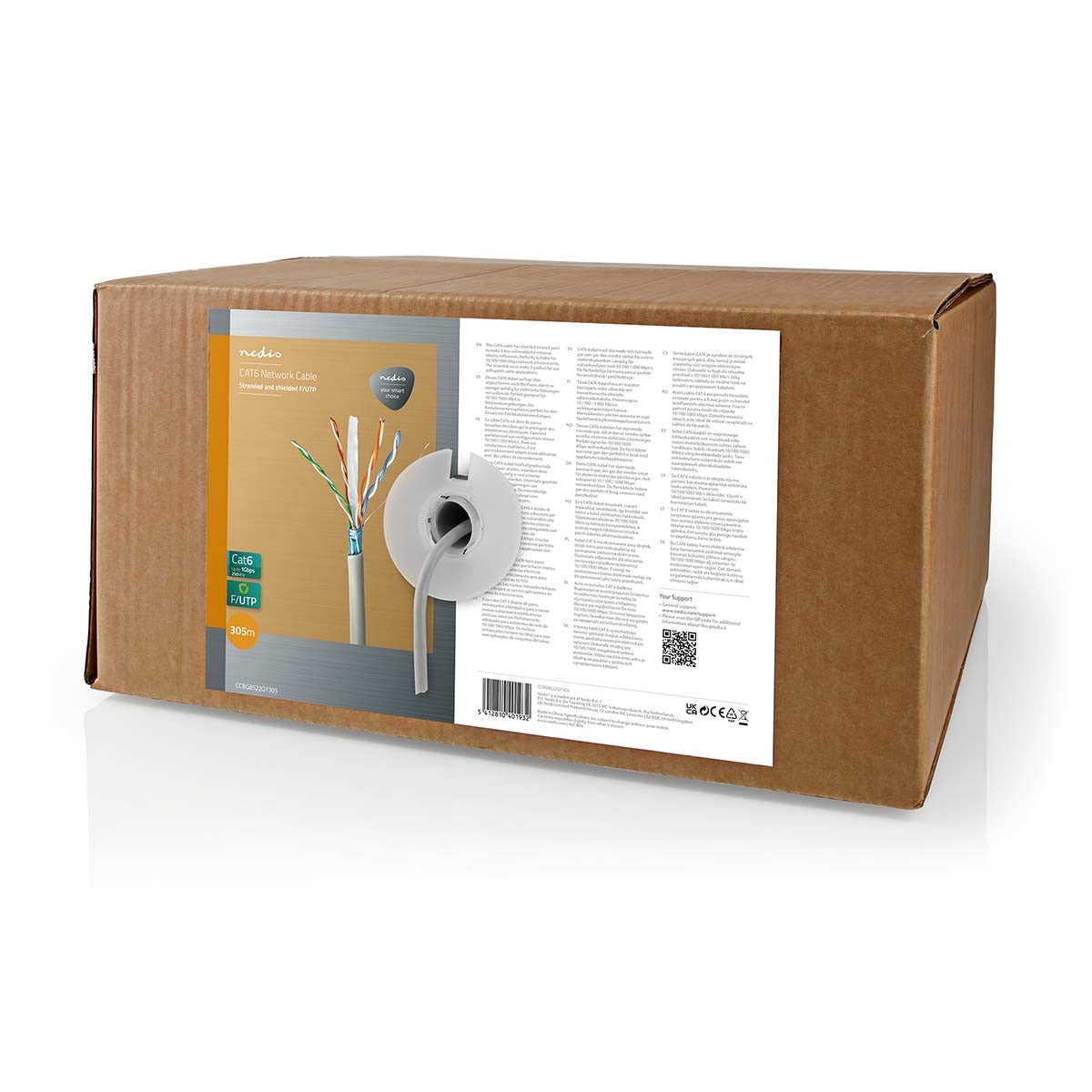Network Cable Roll | CAT6 | Stranded | F/UTP | CCA | 305.0 m | Indoor | Round | PVC | Grey | Gift Box