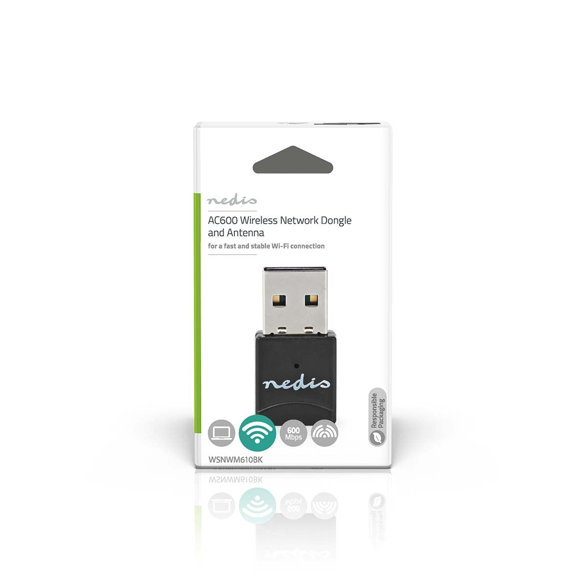 Network Dongle | Wi-Fi | AC600 | 2.4/5 GHz (Dual Band) | USB2.0 | Wi-Fi speed total: 600 Mbps | Windows 10 / Windows 11 / Windows 8