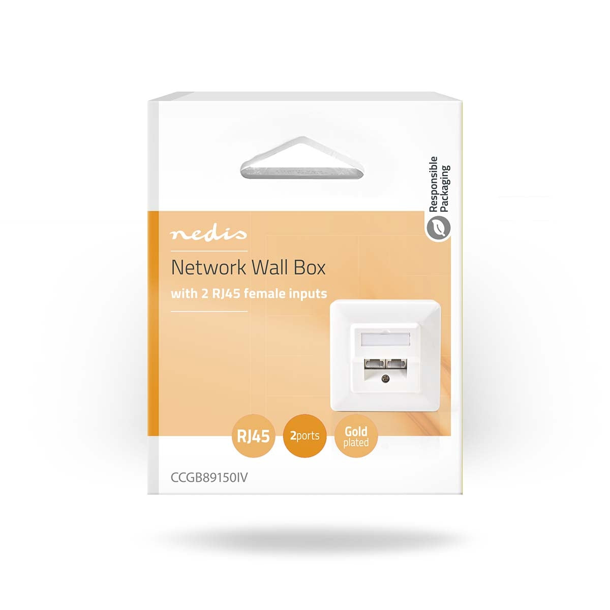 Network Wall Box | In-Wall | 2 port(s) | CAT5e | Straight | Female | Gold Plated | ABS | White | Box