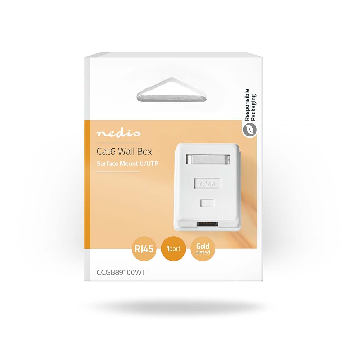 Network Wall Box | On-Wall | 1 port(s) | UTP CAT6 | Straight | Female | Gold Plated | ABS | White | Box