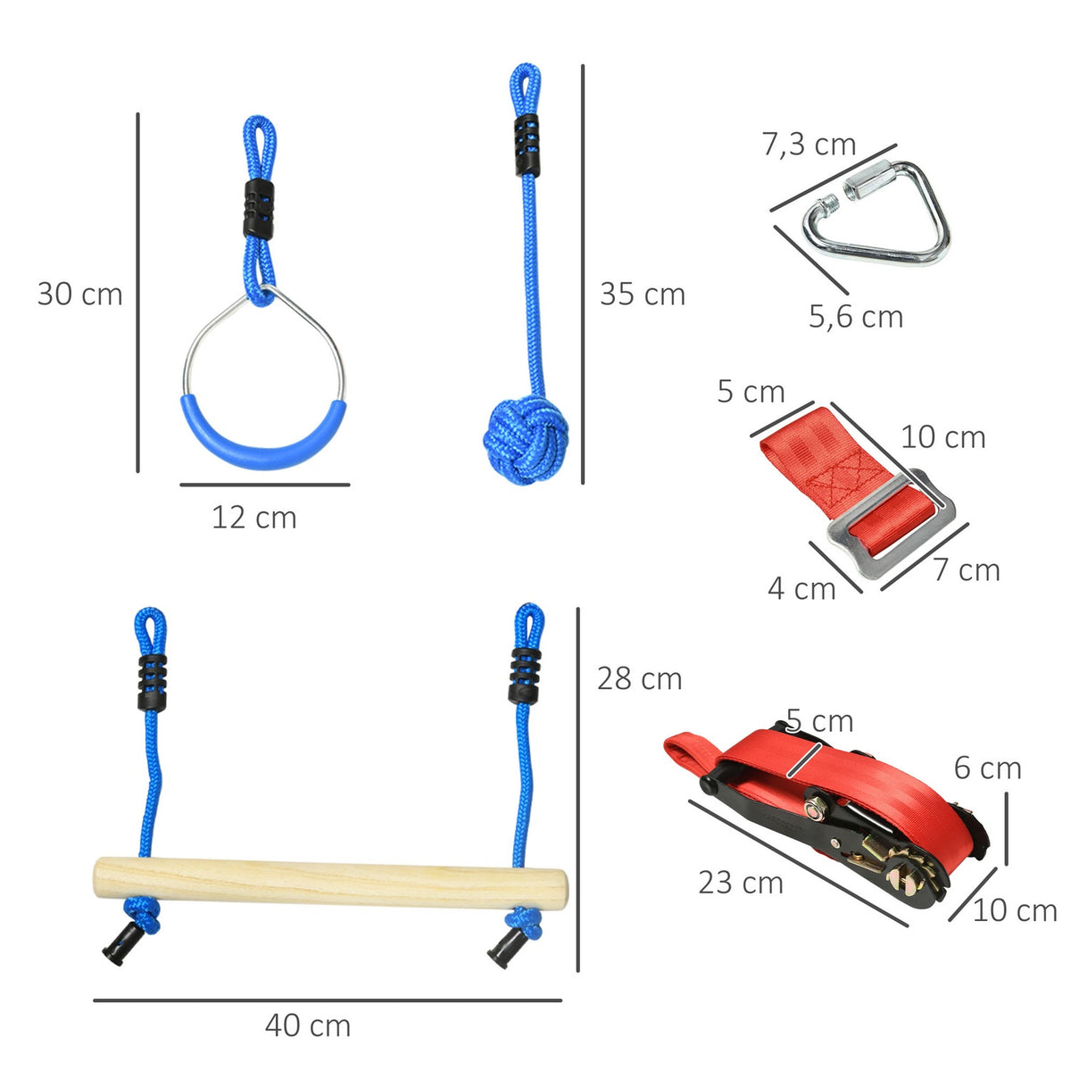 Ninja Slackline Set 10M Rope With Climbing Obstacles, Monkey Knots, Gymnastics Rings, For 3-6 Years