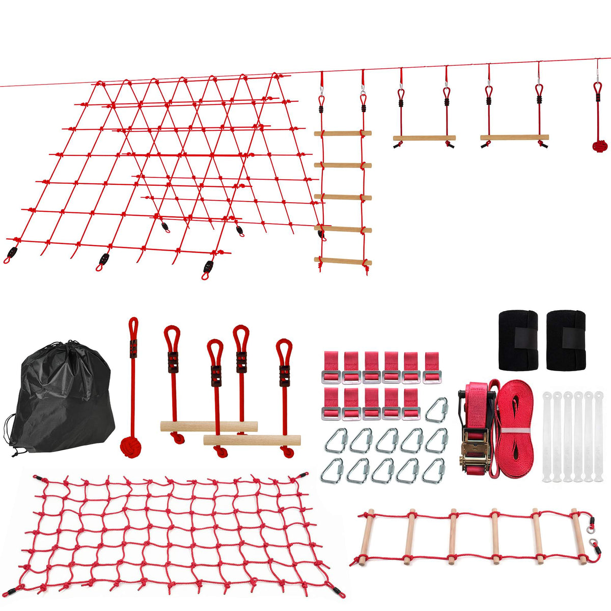 Ninja Slackline Set for Kids, 150x300 cm Climbing Net