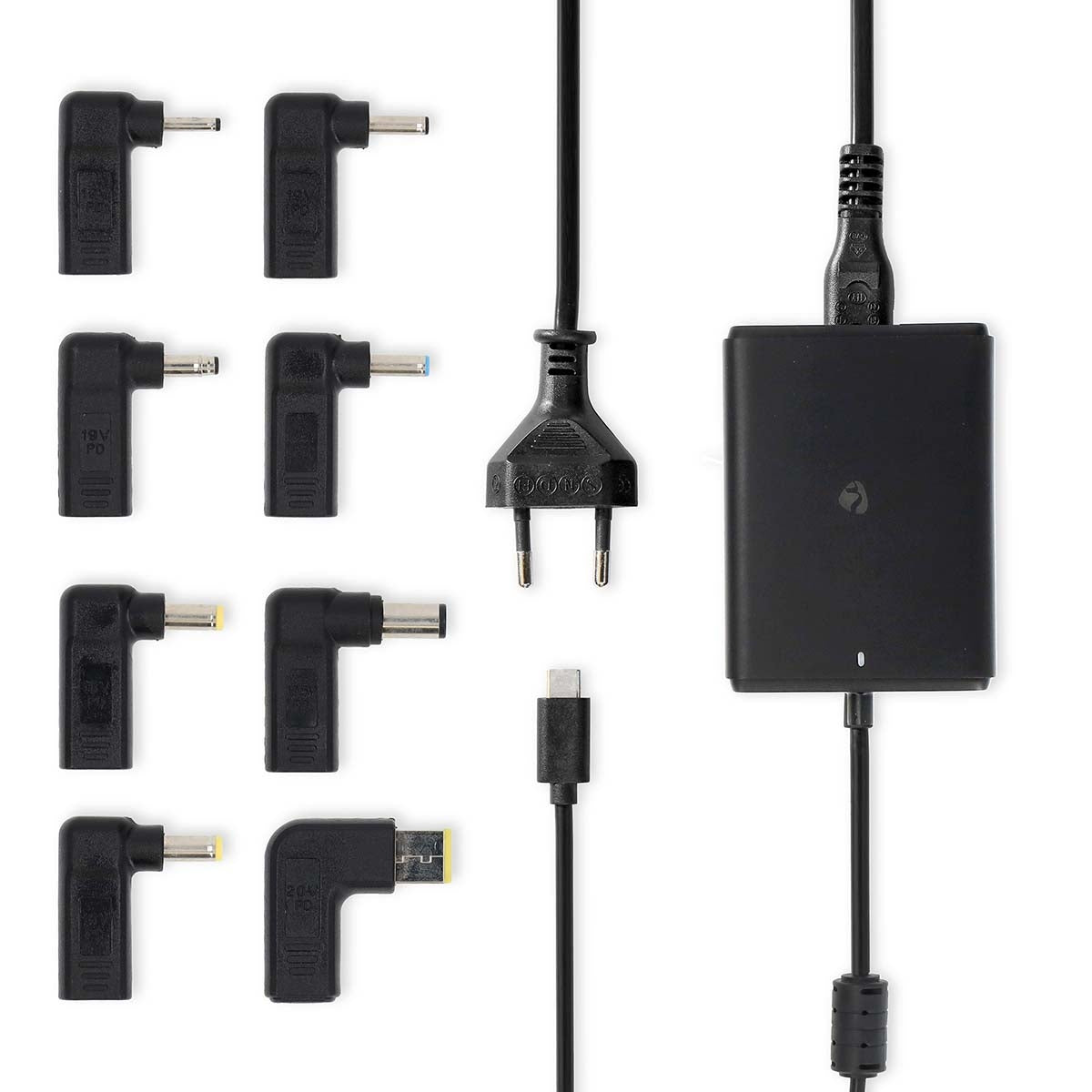 Notebook Adapter | GaN | 100 W | 5 / 9 / 12 / 15 / 20 V DC | 3.0 / 5.0 A | Used for: Notebook / Smartphone / Tablet | Euro / Type-C (CEE 7/16)