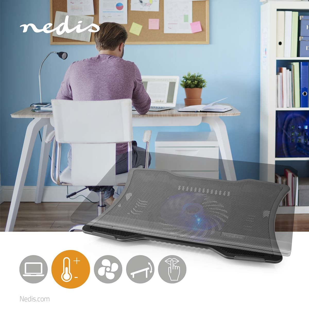 Notebook Stand | Number of fans: 1 | USB Power | Number of angles: 2 | 17 " | 1500 rpm | LED