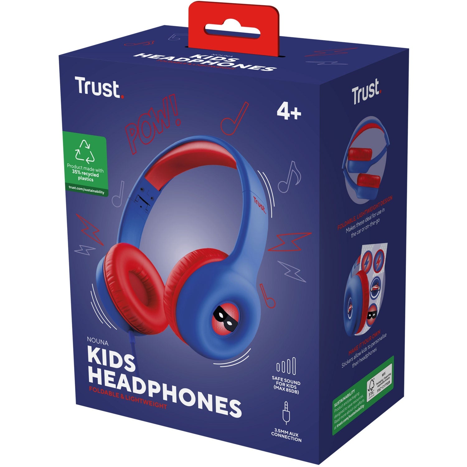 Nouna Headphones for children Blue+red