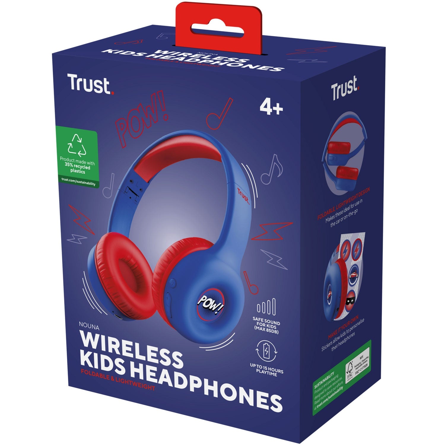 Nouna Wireless headphones for children Blue+red