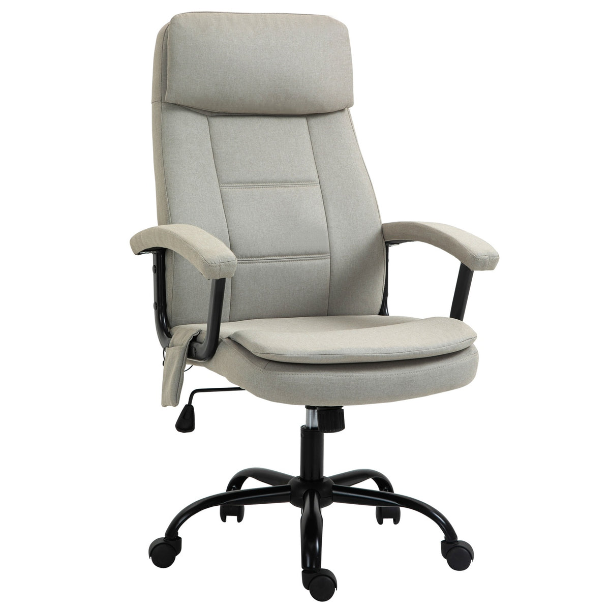 Office Chair Comfortable Gaming Chair With Lumbar Spinal Massage, Swivel Chair, Height Adjustable, Linen Feel, Beige, 63X70X112-121Cm