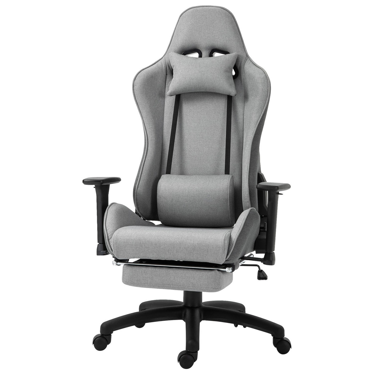 Office Chair Computer Chair Swivel Chair Ergonomic With Removable Head And Lumbar Cushion Rocker Function Gray 73X57X127-135 Cm