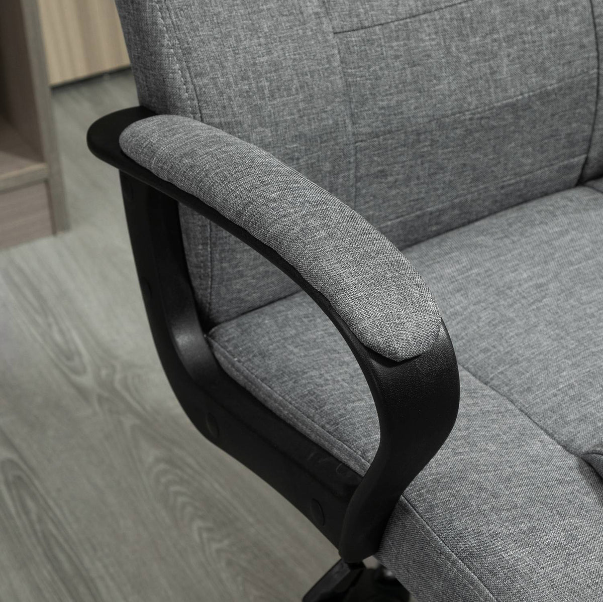 Office Chair Computer Chair With Rocker Function Headrest Ergonomic Desk Chair Swivel Height Adjustable Linen Touch 62X62X110-119 Cm