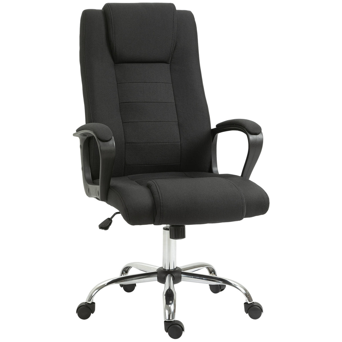 Office Chair Computer Chair With Rocker Function Headrest Ergonomic Rotatable Height Adjustable Linen Touch Black 62 X 62 X 110-119 Cm