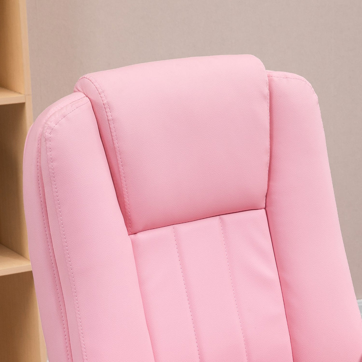 Office Chair Desk Chair Footrest Reclining Function Wheels Height Adjustable Faux Leather Pink