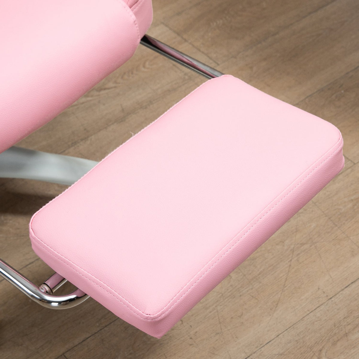 Office Chair Desk Chair Footrest Reclining Function Wheels Height Adjustable Faux Leather Pink