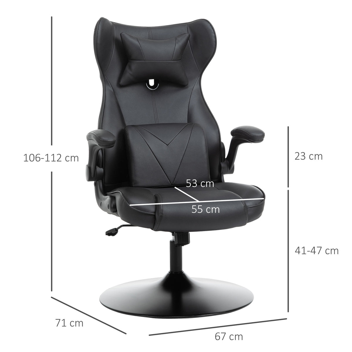 Office Chair, Desk Chair, Gaming Chair, Ergonomic With Rocker Function, Height-Adjustable Padded Seat, Black