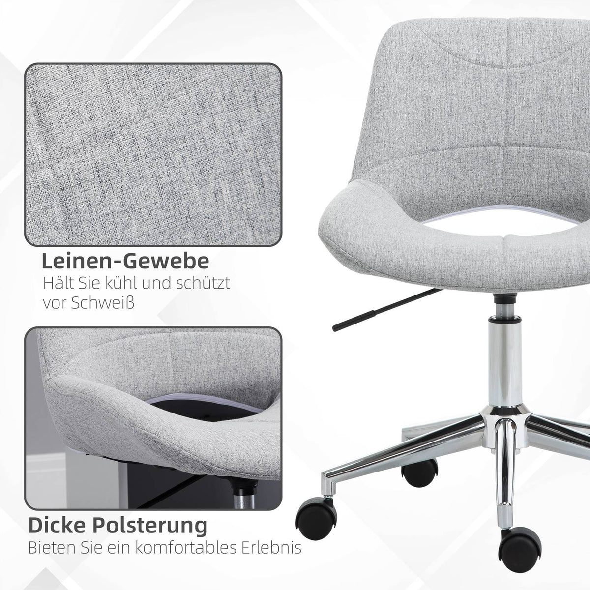 Office Chair, Desk Chair, Height-Adjustable, Swivel Chair In Linen Look, Up To 110 Kg, Light Grey