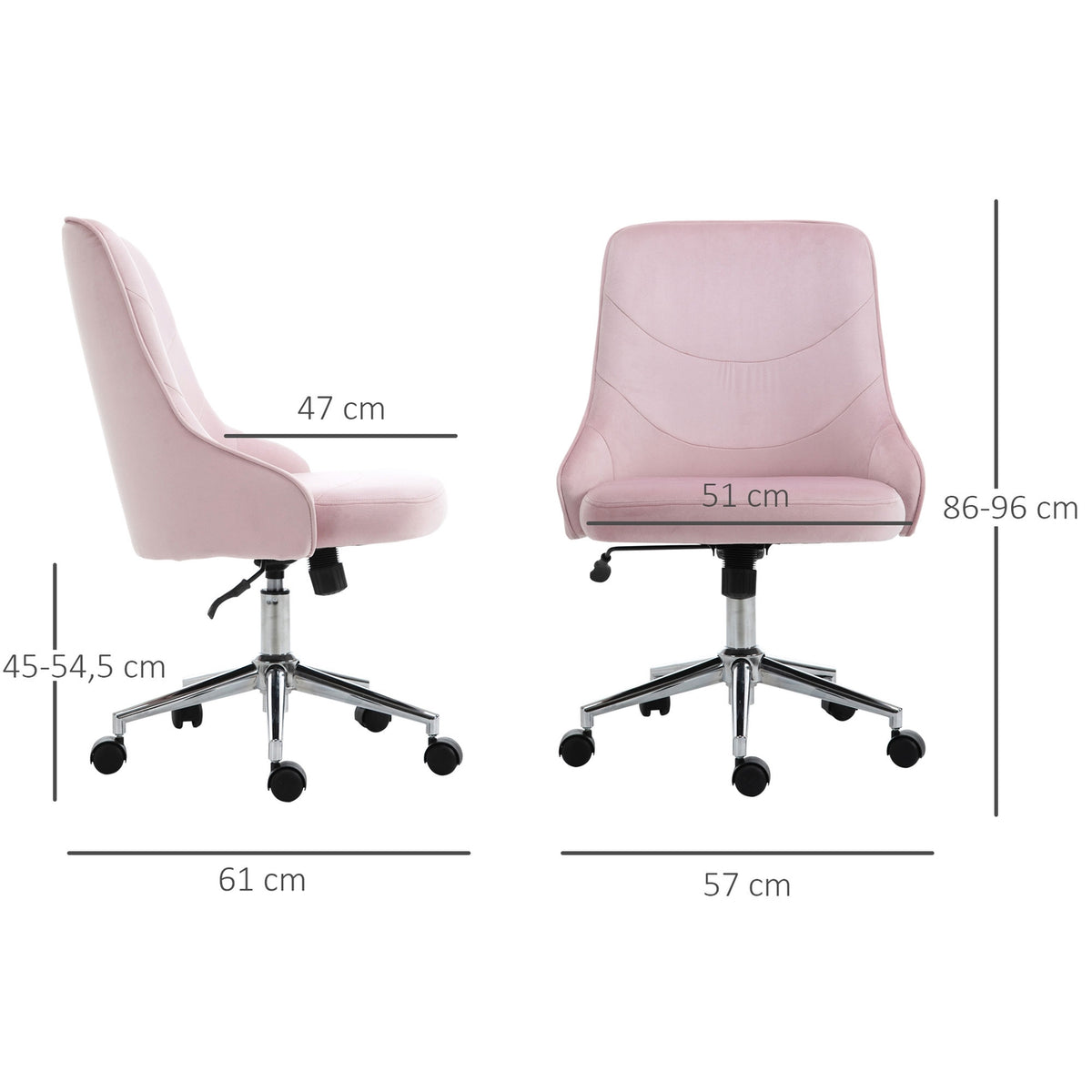 Office Chair Desk Chair In Soho Style With Rocker Function, Velvet, Pink, 57X61X86-96Cm