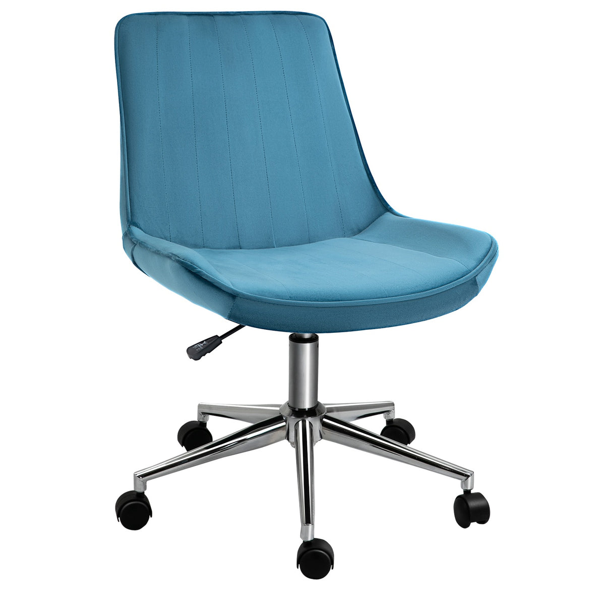 Office Chair Desk Chair, Swivel Chair, Height Adjustable, 360° Rotatable, Velvet Fabric, Blue, 52.5X60X82-91Cm
