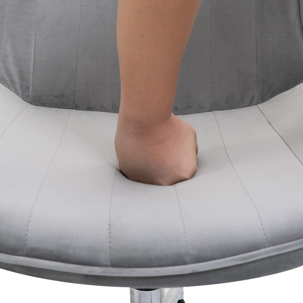 Office Chair Desk Chair, Swivel Chair, Height Adjustable, 360° Rotatable, Velvet Fabric, Gray, 52.5X60X82-91Cm