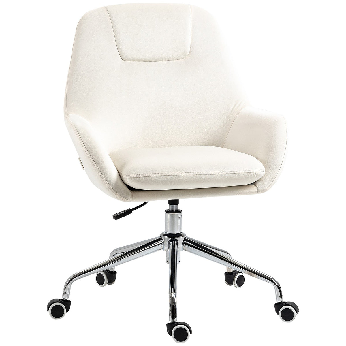 Office Chair Desk Chair Swivel Chair With Wheels Height Adjustable With Velvet Look Ergonomic Cream