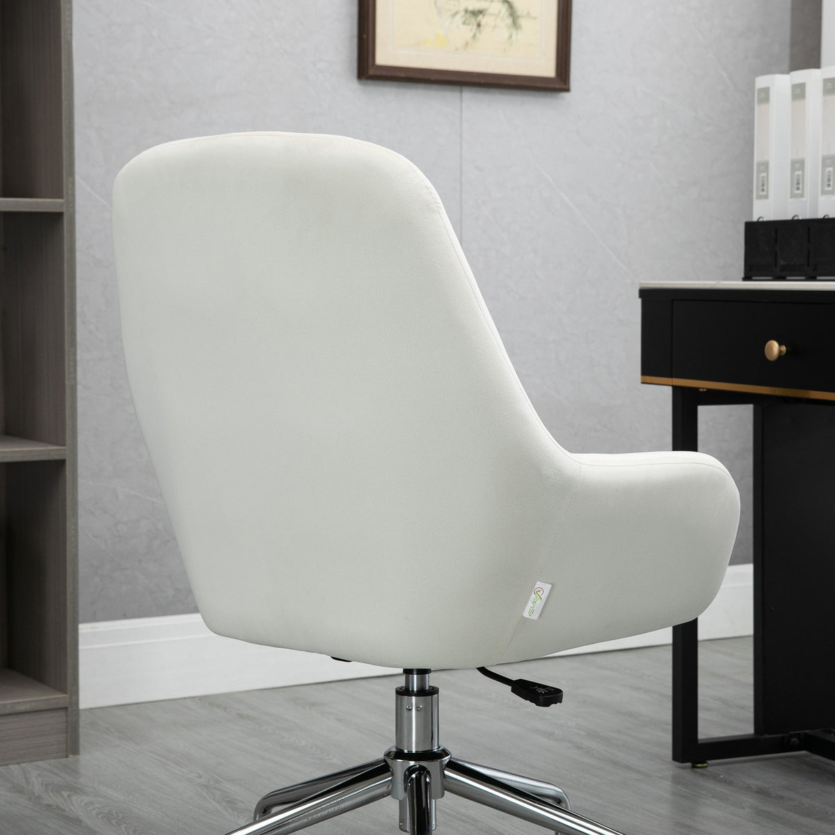 Office Chair Desk Chair Swivel Chair With Wheels Height Adjustable With Velvet Look Ergonomic Cream