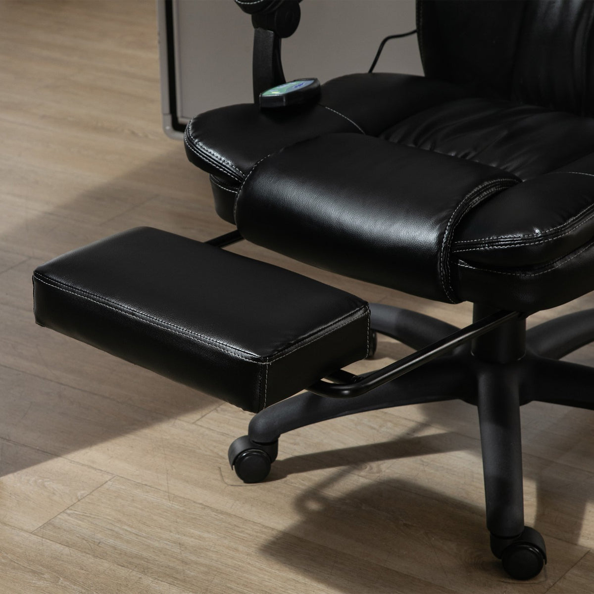 Office Chair Desk Chair With Footrest, Headrest, Vibration, Massage Function, Height Adjustable, Black, 68.5X68.5X119-127Cm
