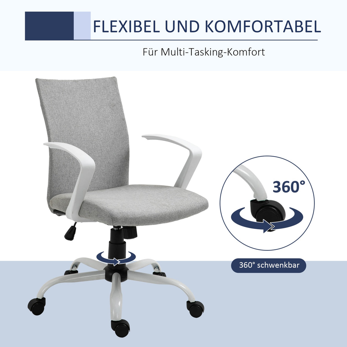 Office Chair Desk Chair With Mesh Back Support, Rocker Function, Headrest, Ergonomic, 360° Swivel Wheels, Gray, 61X61X89-99Cm