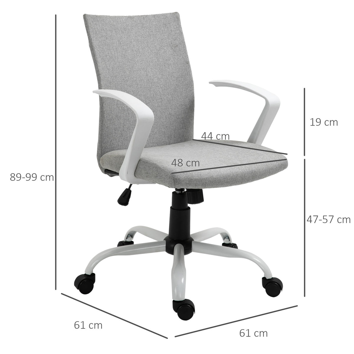 Office Chair Desk Chair With Mesh Back Support, Rocker Function, Headrest, Ergonomic, 360° Swivel Wheels, Gray, 61X61X89-99Cm